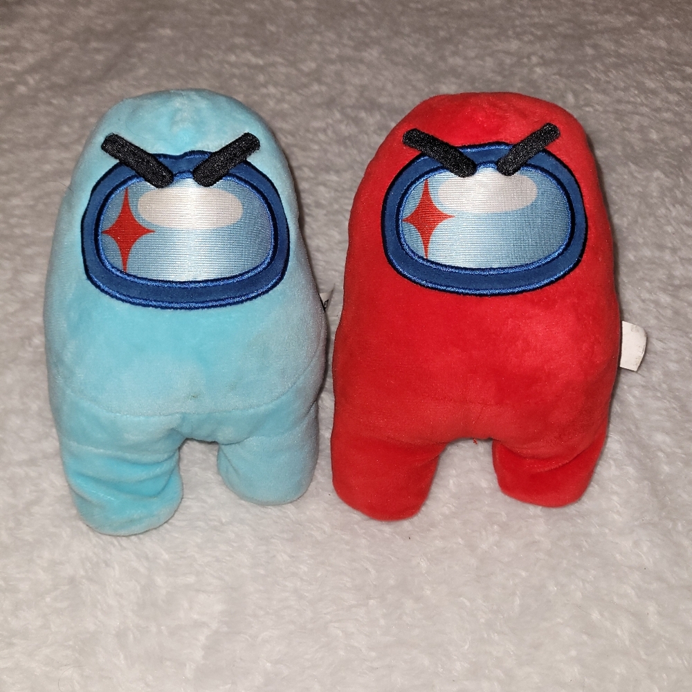 Among Us Plush Lot Red & Blue Crewmate Stuffed Toys Game Character Plushies